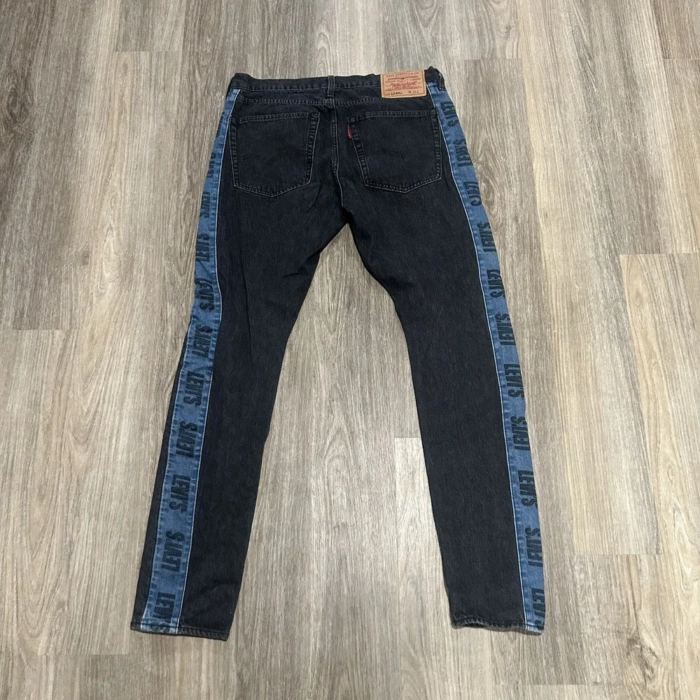 Levis Lo-Ball Stack Jeans Mens 36x34 Black‎ Denim Slim Tapered Leg Warp Stretch